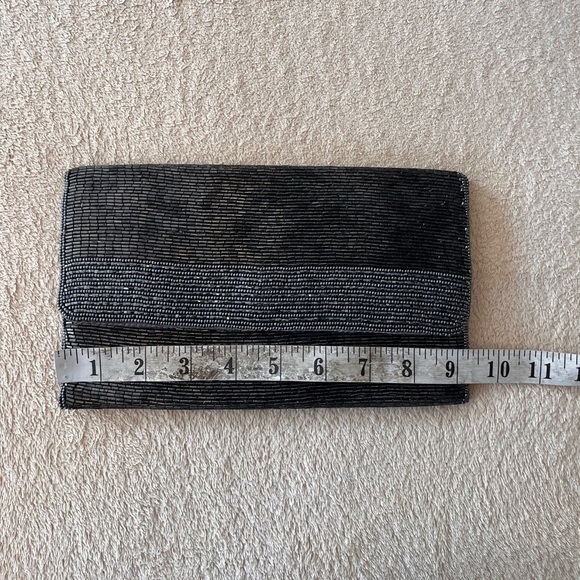 Vintage 1980s Du-Val Black Beaded Envelope Clutch - Picture 13 of 15